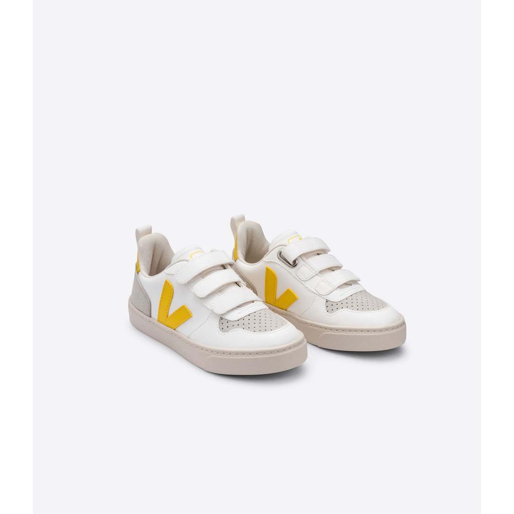 Veja V-10 STRAPS CWL Kids' Sneakers White/Orange | NZ 844QMA